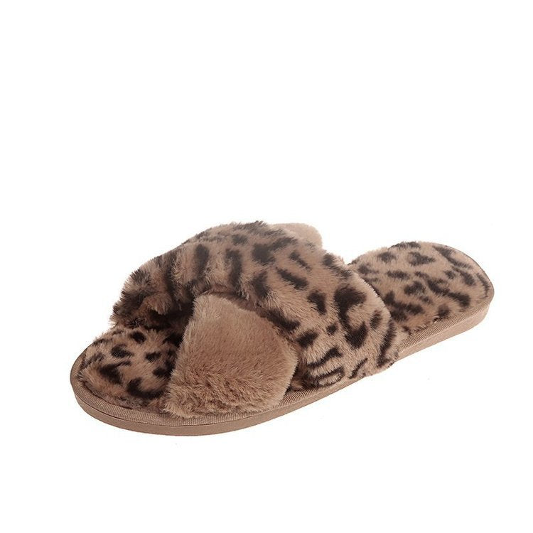 Faux Fur Leopard Furry Slippers