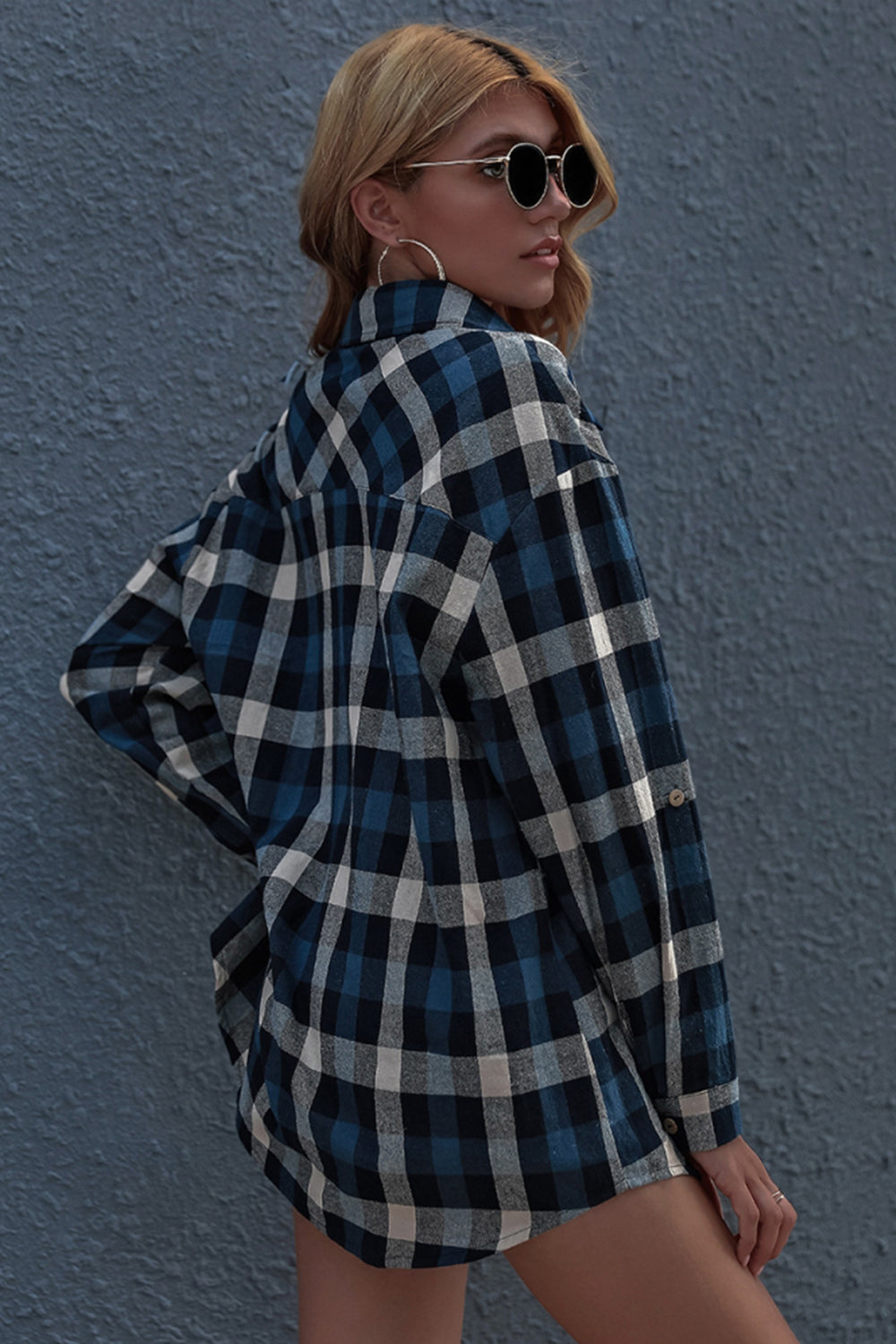 Long Sleeve Plaid Cardigan Shirt