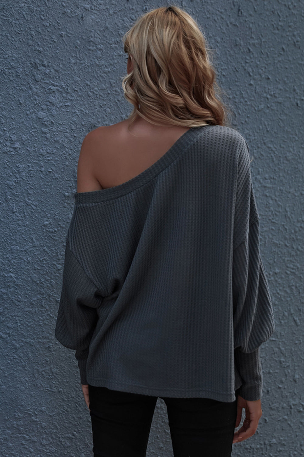One-shoulder Loose Solid Color Sweater