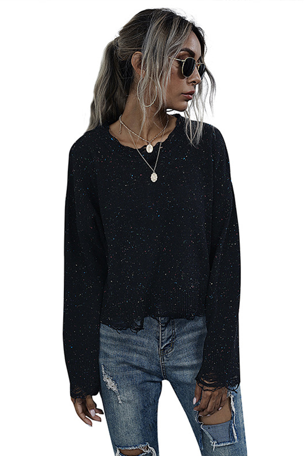 Long-sleeved Round Neck Knit Sweater