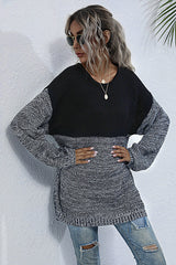 Round Neck Loose Stitching Sweater