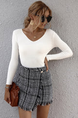 Plaid Patchwork Irregular Skirt