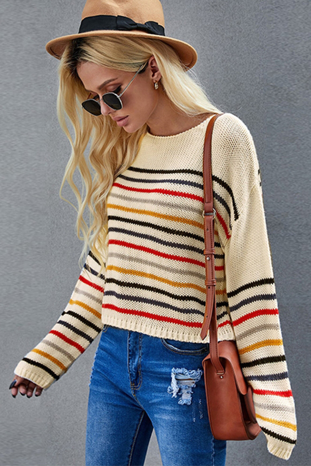 Long Sleeve Striped Loose Sweater