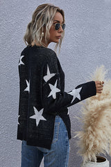 Loose  V-neck Star Knitted Sweater