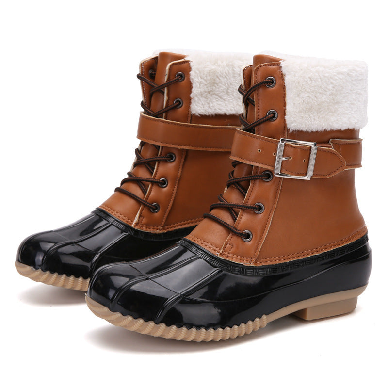 Retro Warm Faux Wool Duck Boots