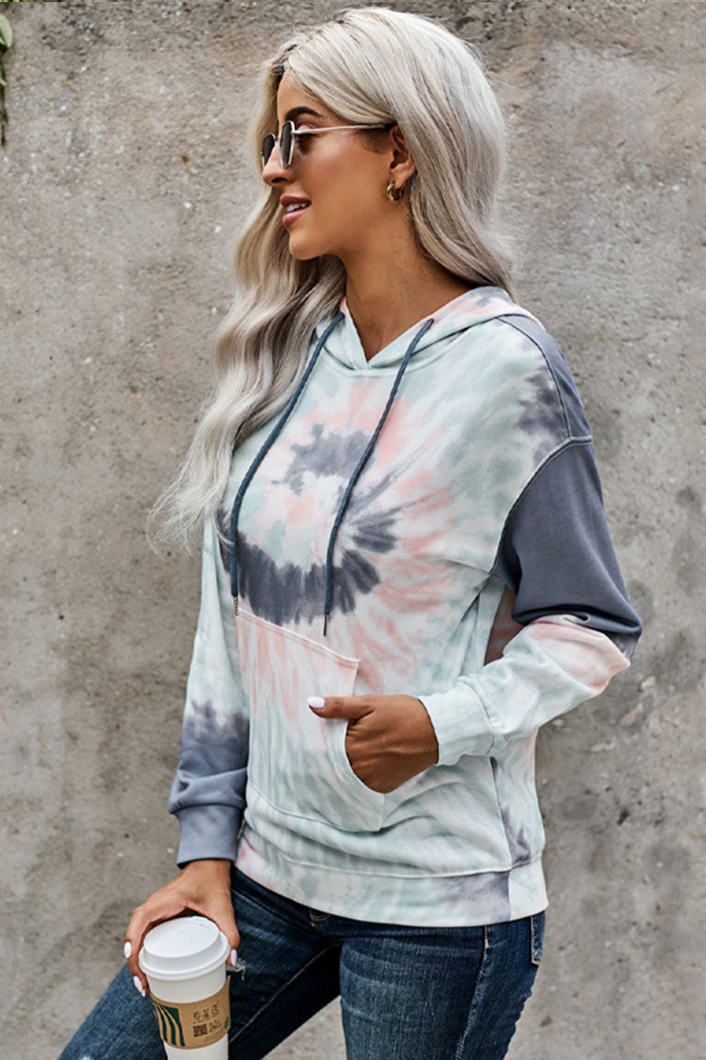 Tie-dyed Hooded Pocket Sweater