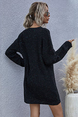 Retro Long Loose Knit Low Neck Sweater