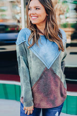 Tie-dye Contrast Stitching Pullover Sweater