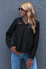 Loose Hollow Out V-Neck Base Shirt