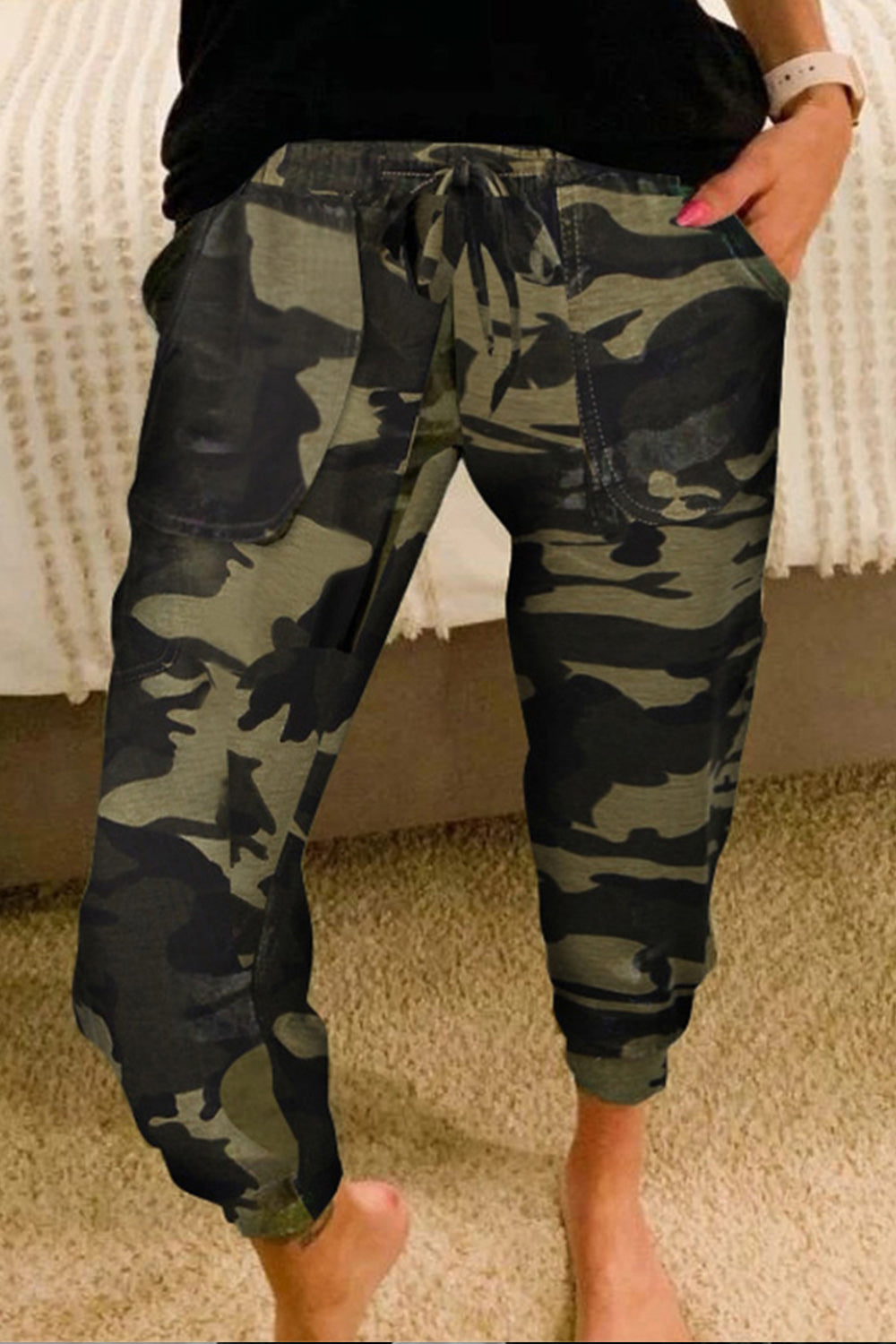 Camouflage Tether Elastic Loose Pants