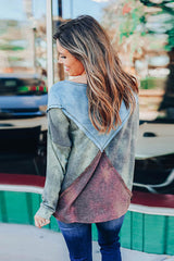 Tie-dye Contrast Stitching Pullover Sweater