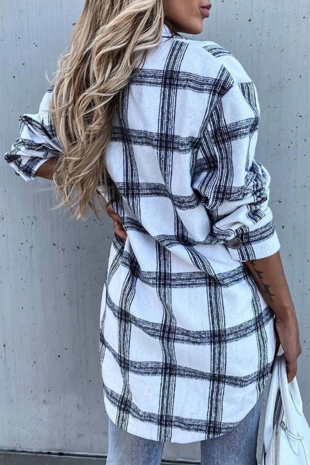 Pocket Plaid Long Sleeve Lapel Shirt
