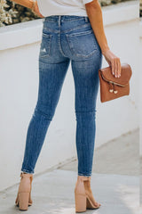 Hand-worn High Waist Nine Points Jeans