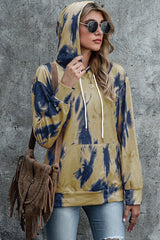 Tie-dyed Hooded Drawstring Pocket Sweater