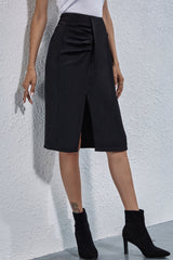 Irregular Split Zipper Solid Color Skirt