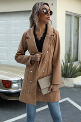 Long Button Lapel Woolen Coat