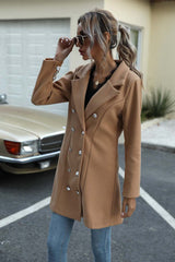 Long Button Lapel Woolen Coat