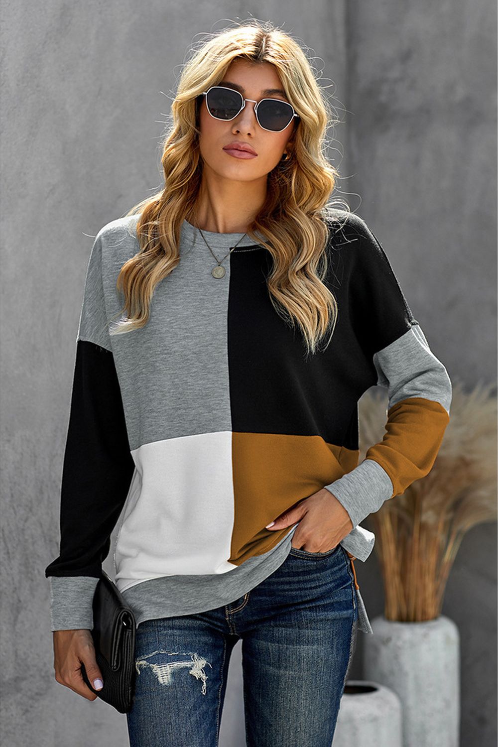 Contrast Patchwork Blouse