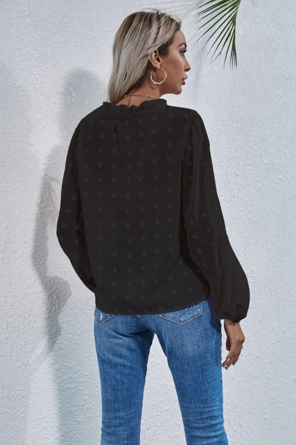 Loose V-neck Embroidered Shirt