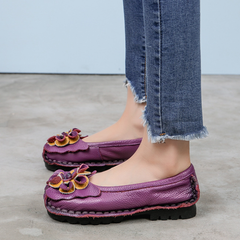 Ethnic Floral Genuine Leather Handcrafted Flat Shoes