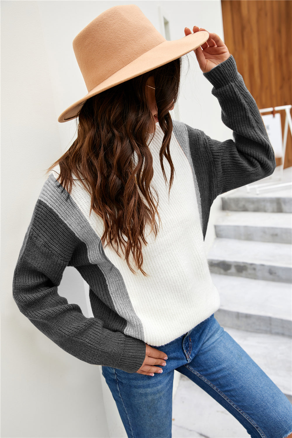 Contrast Patchwork Pullover