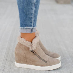 Round Toe Flat Bottes Height Increase Ankle Boot