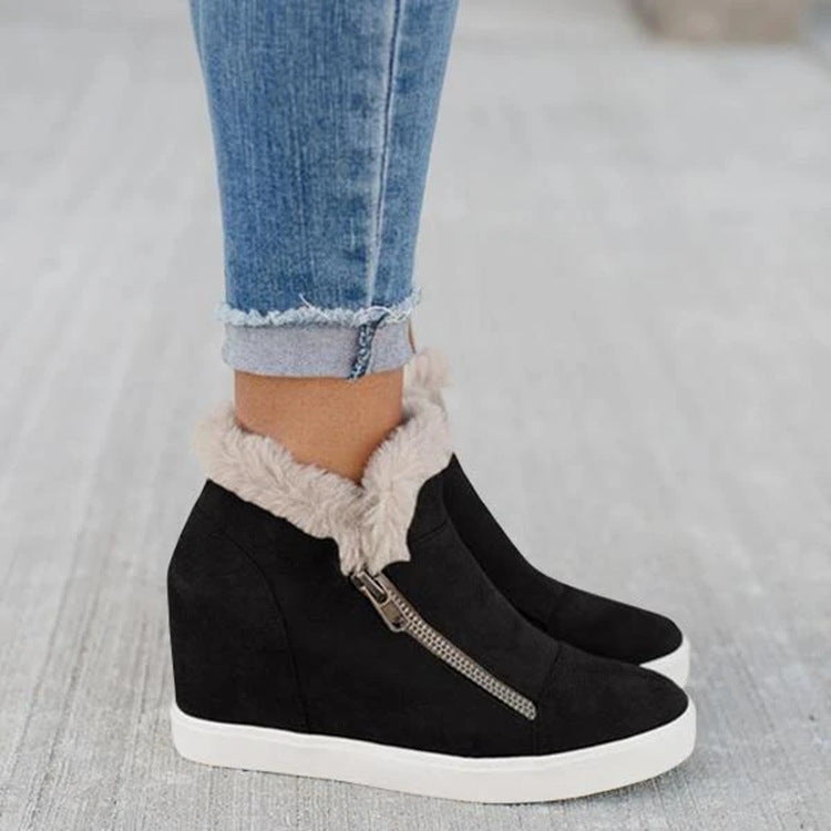 Round Toe Flat Bottes Height Increase Ankle Boot