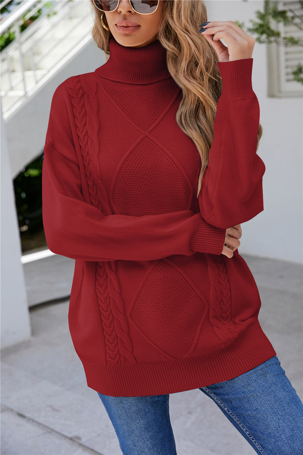 Twist Knitted Plus Size Sweater