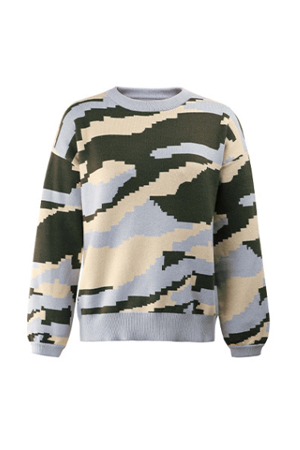 Round Neck Camouflage Leopard Sweater