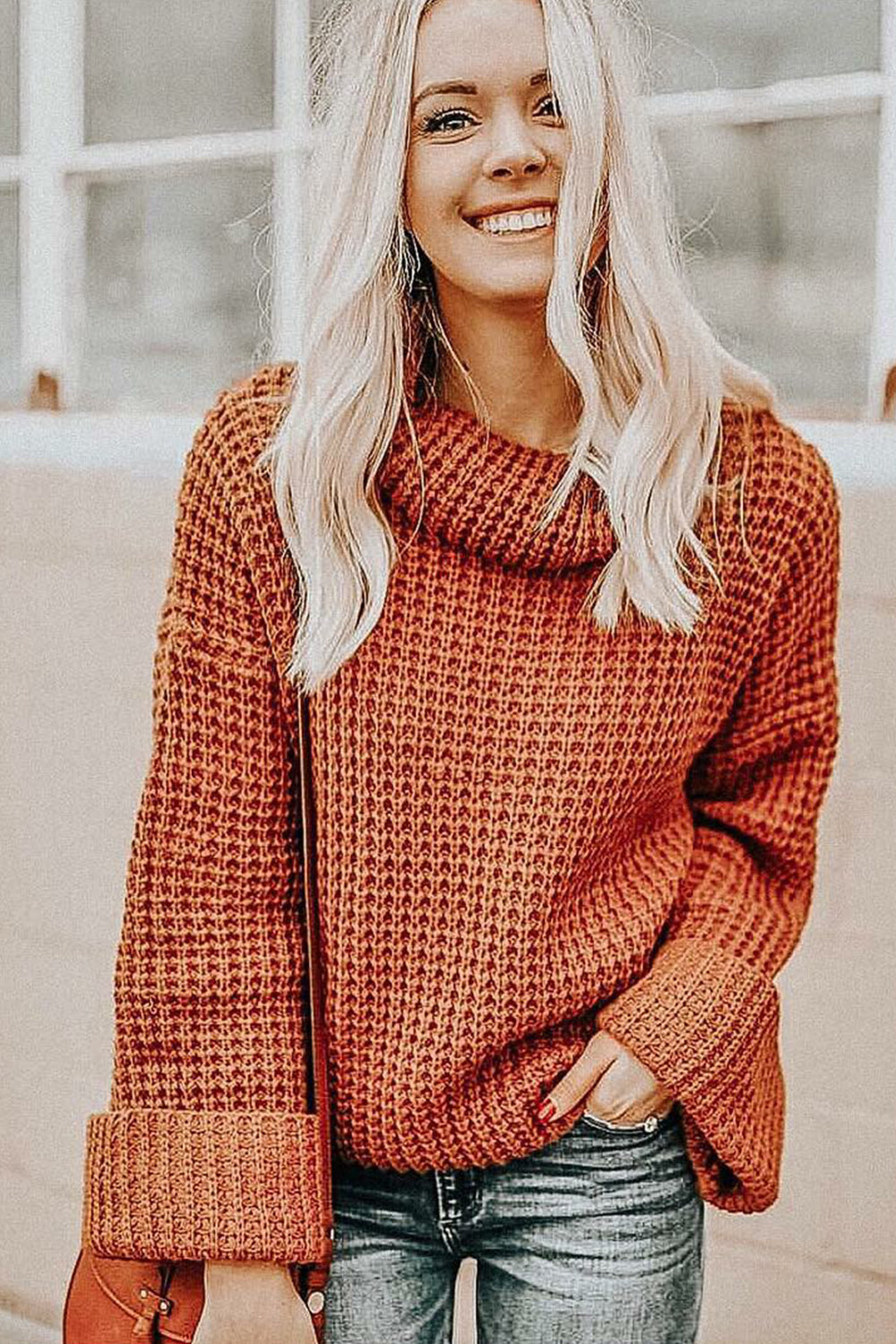 Loose Pure Color High Neck Sweater