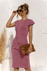 Short Sleeve Knotted Dress