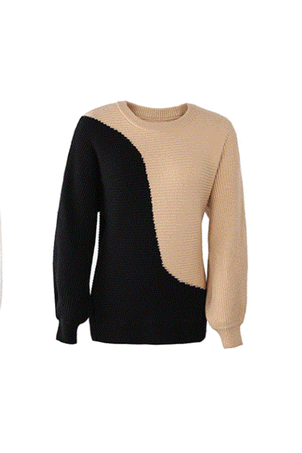 Round Neck Contrast Sweater