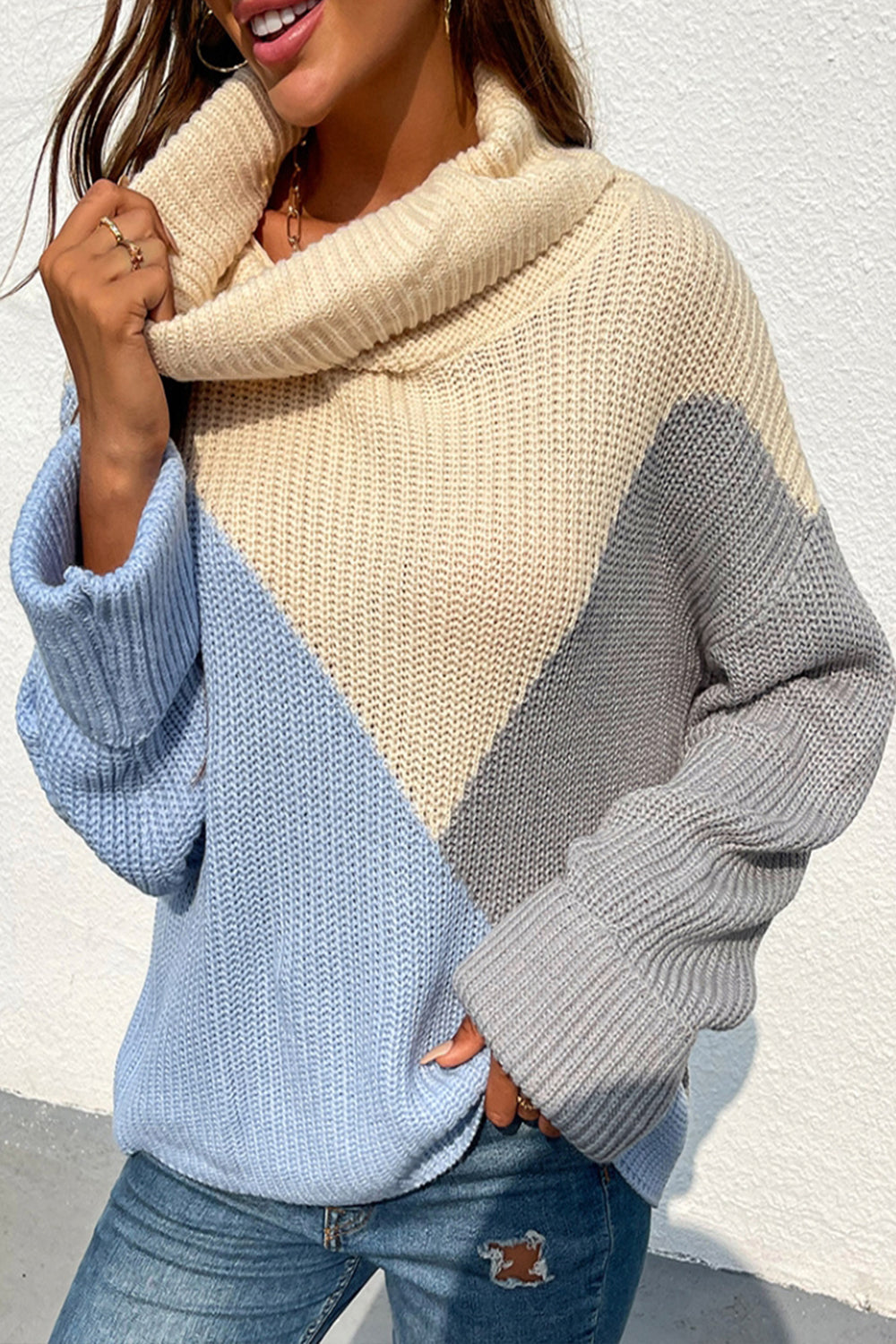 Contrast Lapel Pullover