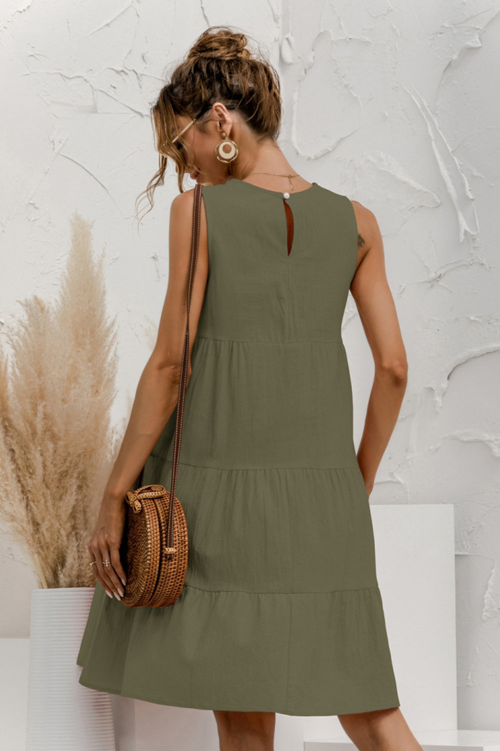 Sleeveless Patchwork Big Swing Tank Dress