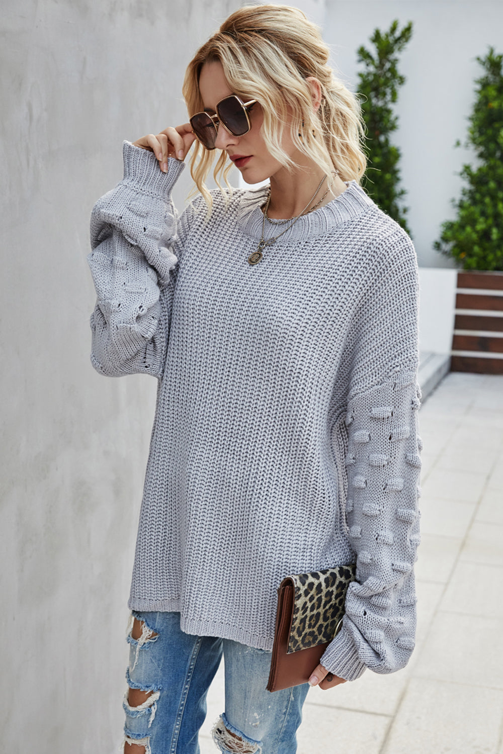 Large Size Loose Long-Sleeved Knitted Pullover