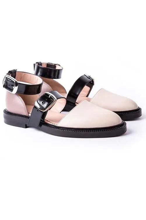 Color Contrast Buckle Flats