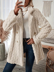 Double Breasted Lapel Versatile Textured Thermal Teddy Coat