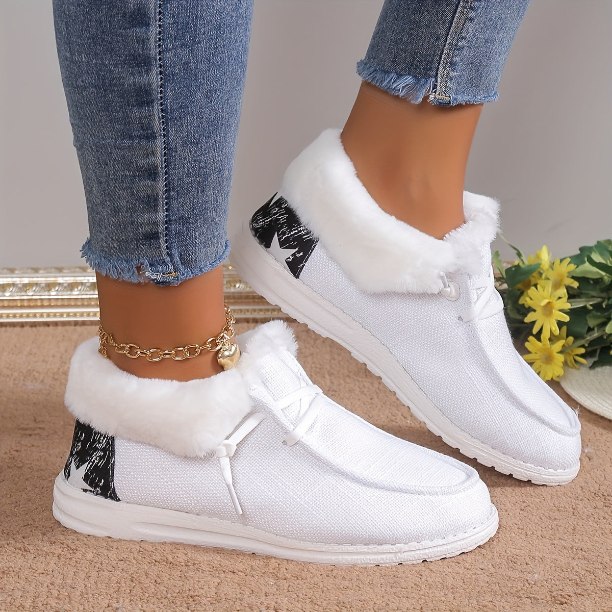 Plush Lined Warm & Cozy Slip On Canvas Shoes