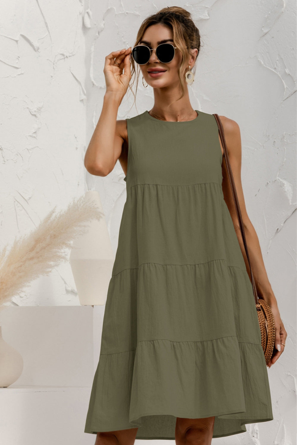 Sleeveless Patchwork Big Swing Tank Dress