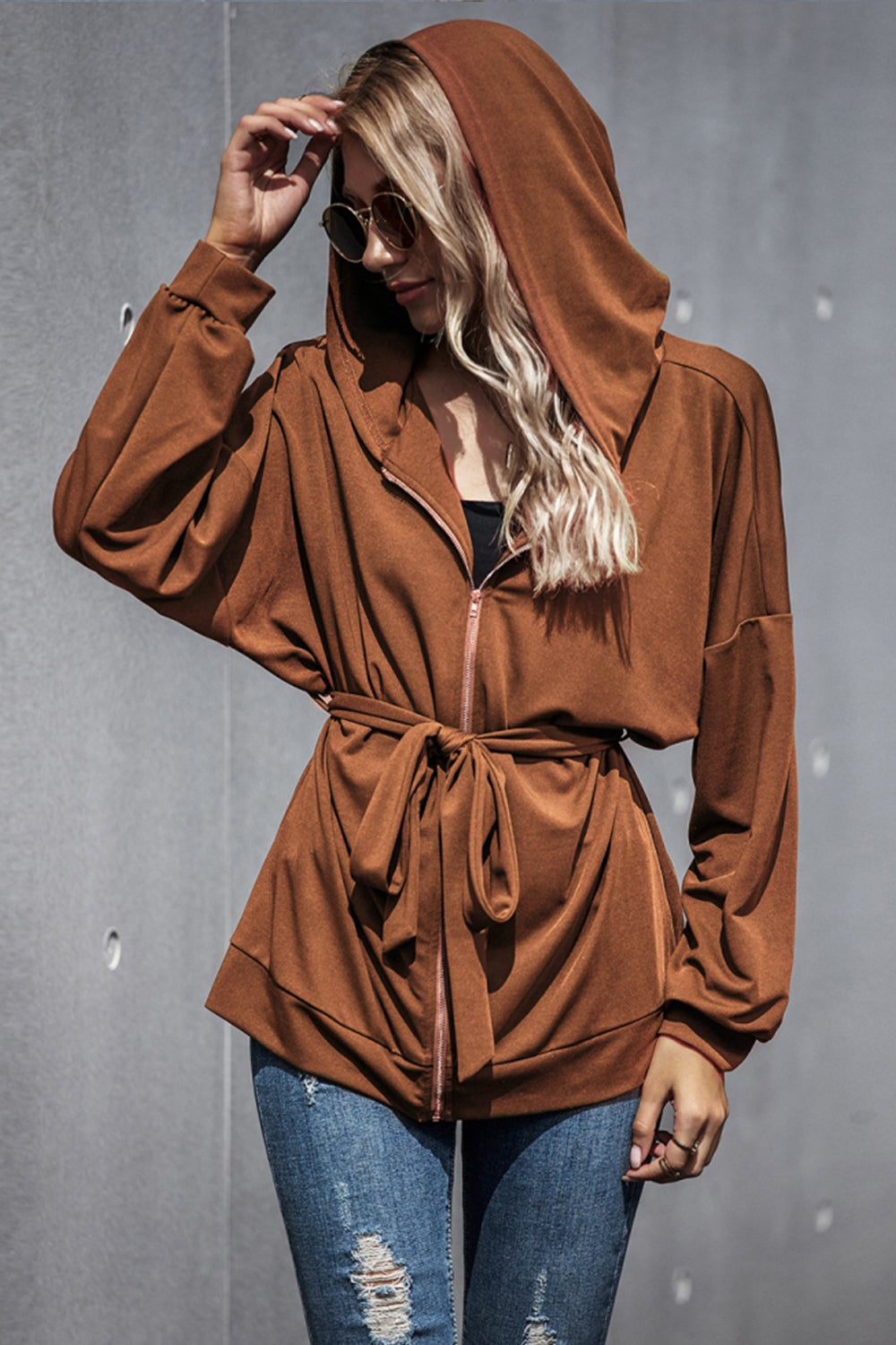 Loose High Waist Hooded Jacket