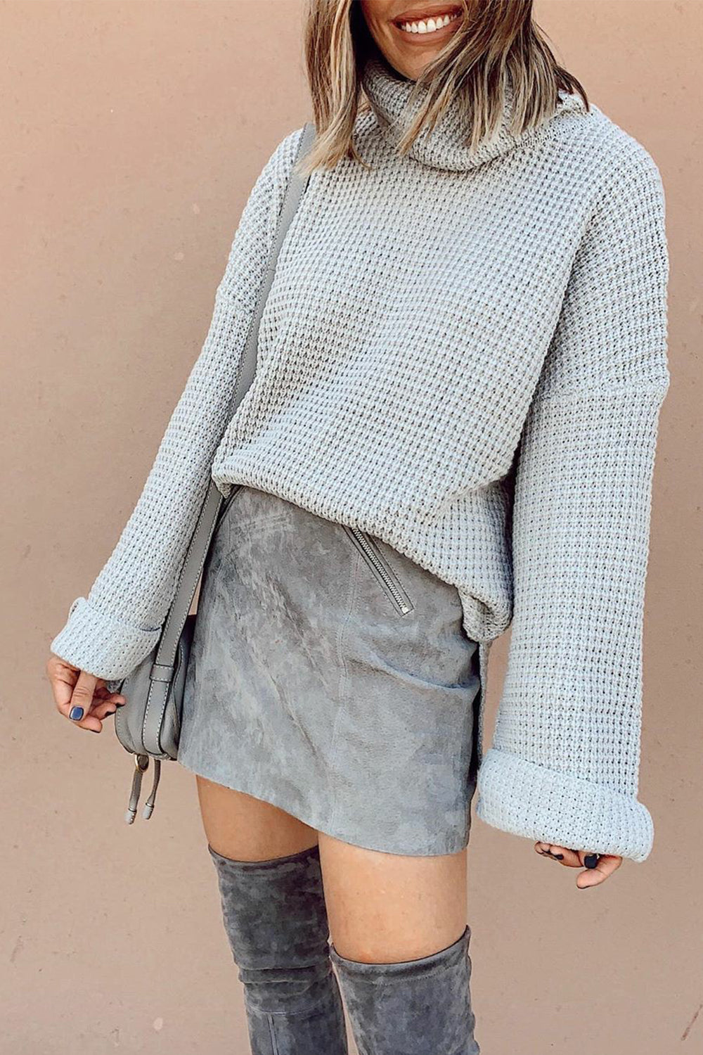 Loose Pure Color High Neck Sweater