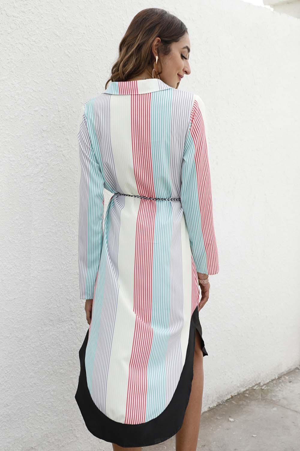 Single-Breasted Lapel Long-Sleeved Dress