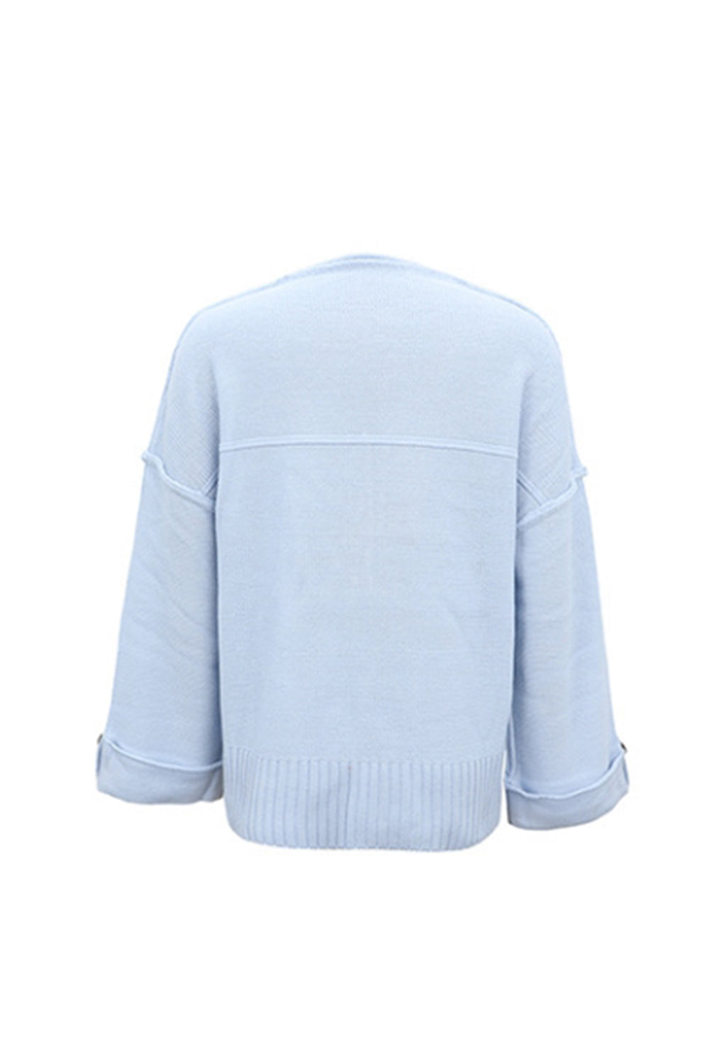 Reverse Button V-Neck Sweater