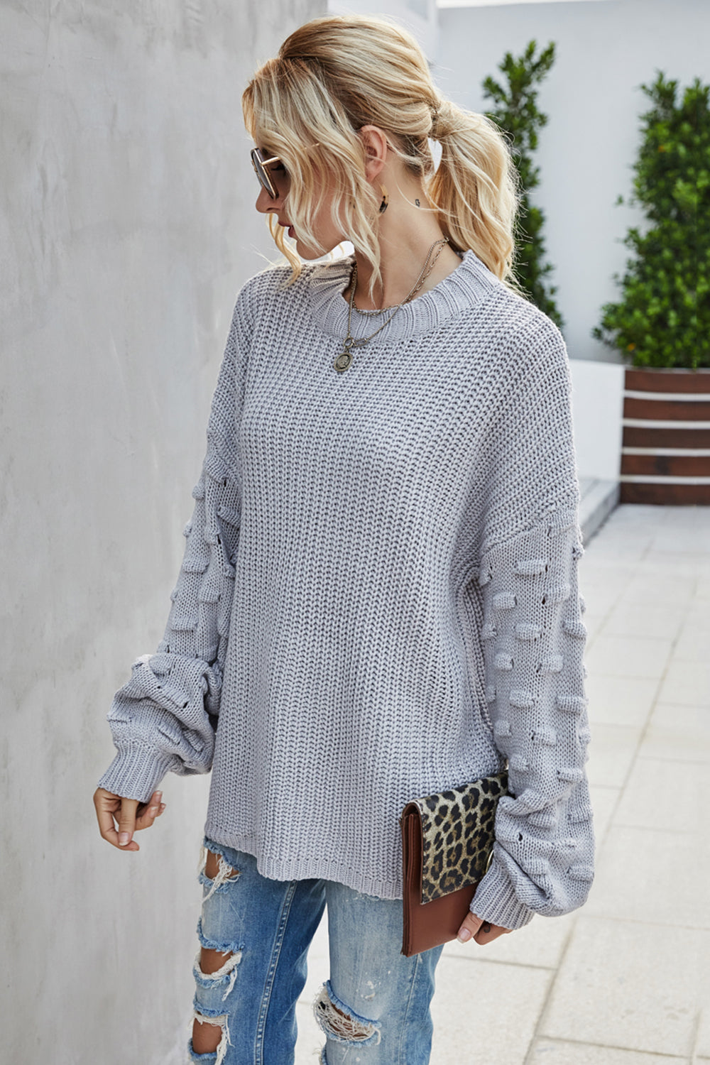 Large Size Loose Long-Sleeved Knitted Pullover