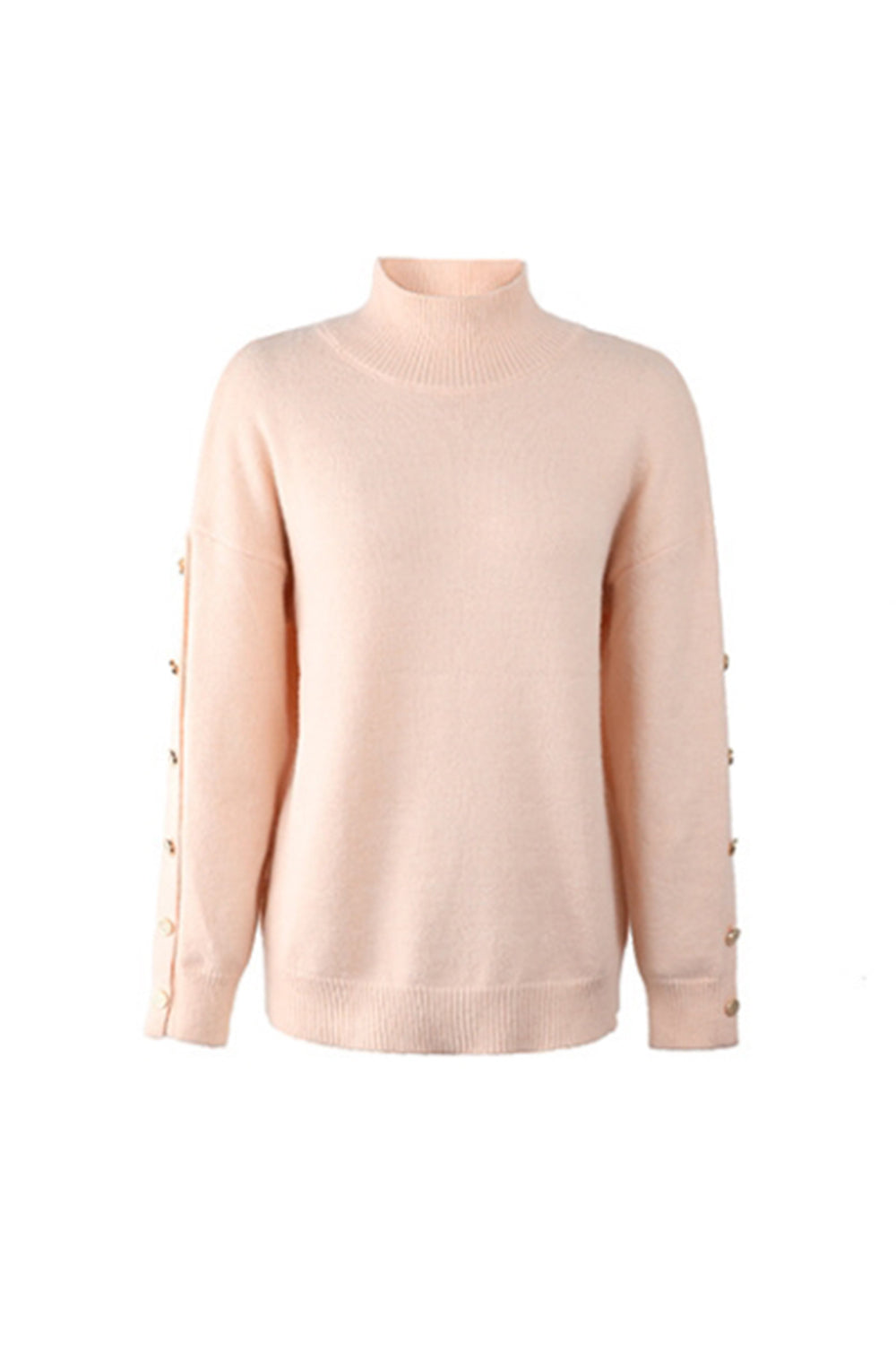 High Neck Button Knit Sweater