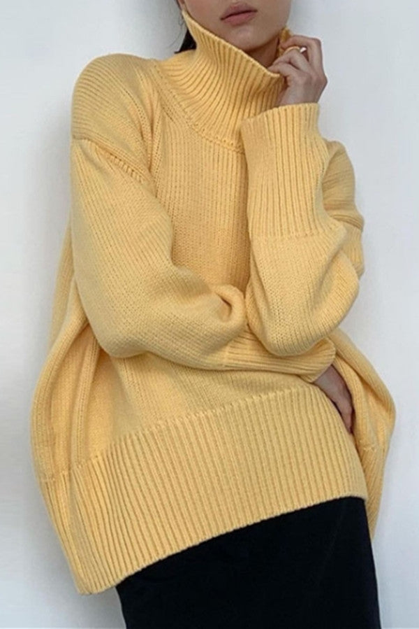 Basic Turtleneck Loose Drop Sleeve Pullover