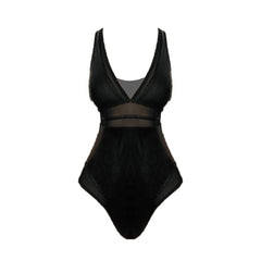 V neck mesh snake print mesh one piece swimwear