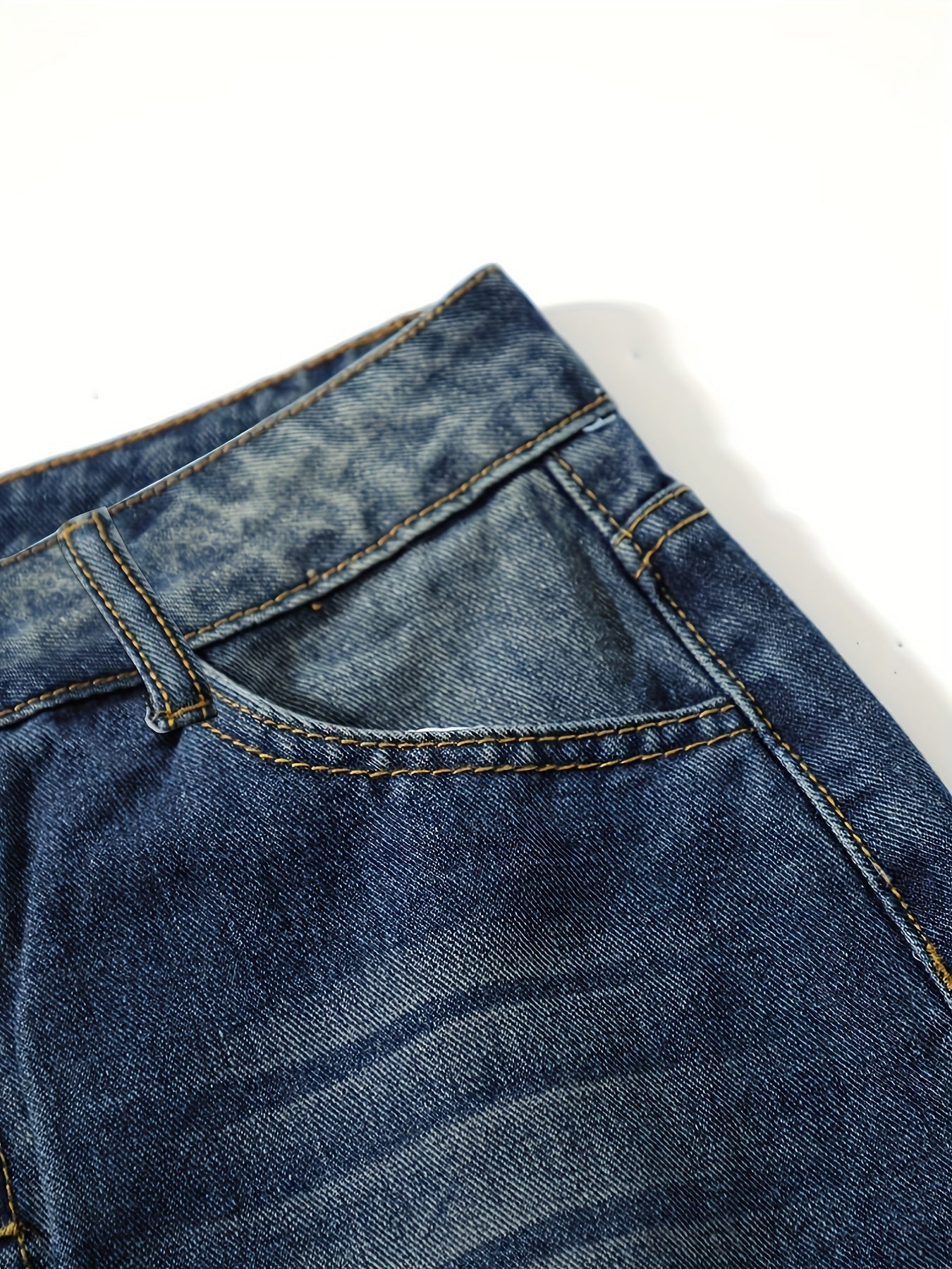 Rolled Hem Single-breasted Closure Denim Pants