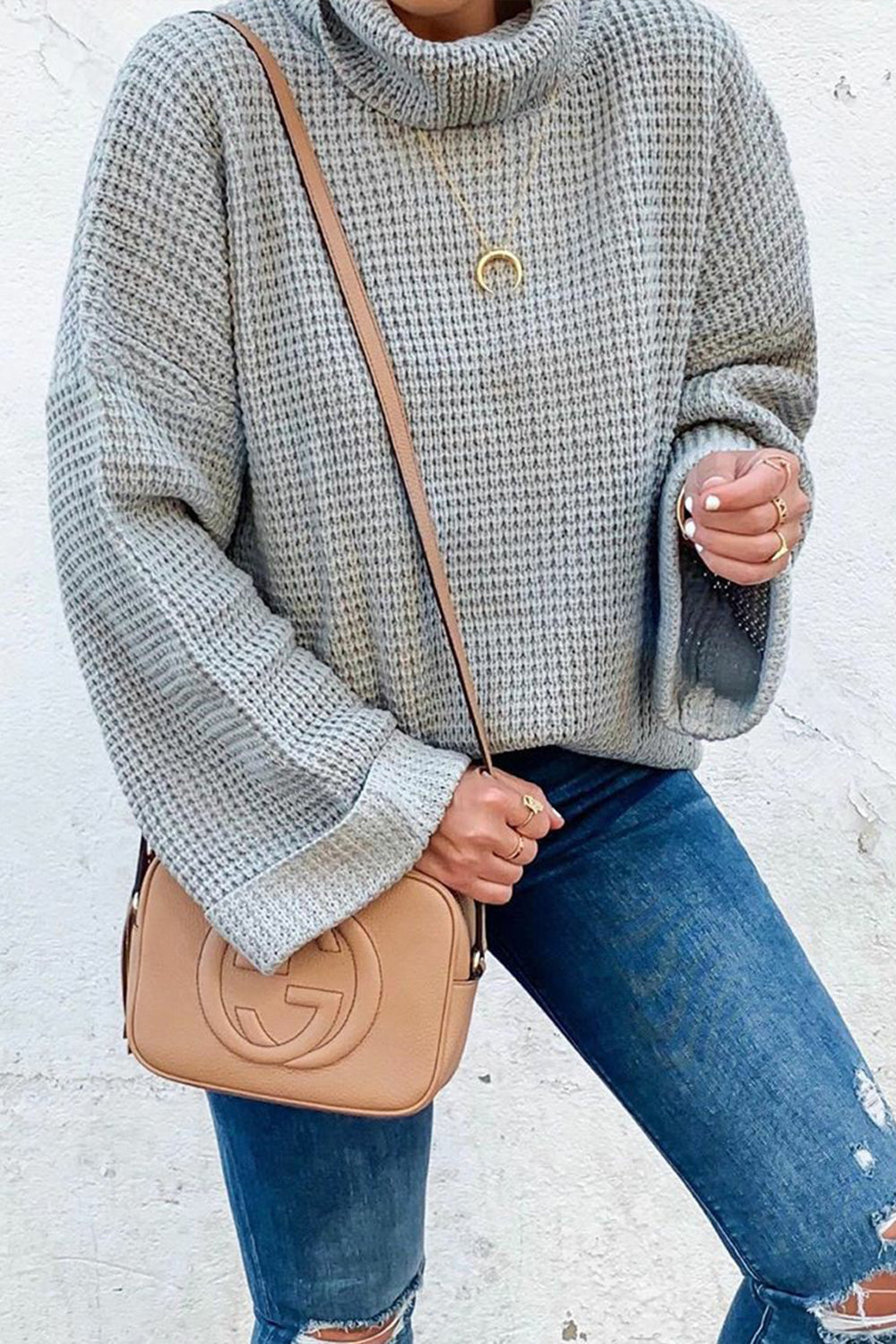 Loose Pure Color High Neck Sweater