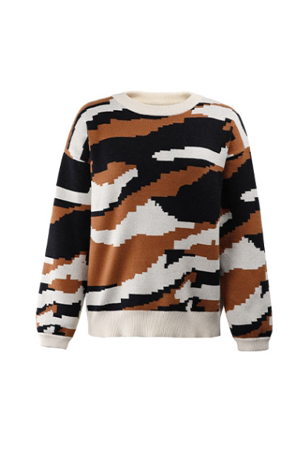 Round Neck Camouflage Leopard Sweater